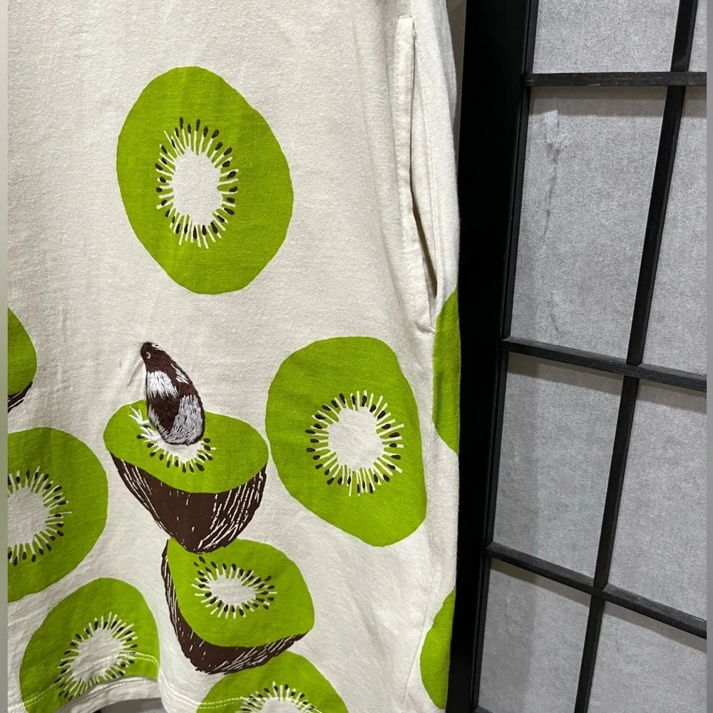 VINTAGE GRANIPH Kiwi Print Cream A-LINE SHORT SLEEVES TEE SHIRT Dress, SIZE S/M - Picture 7 of 10